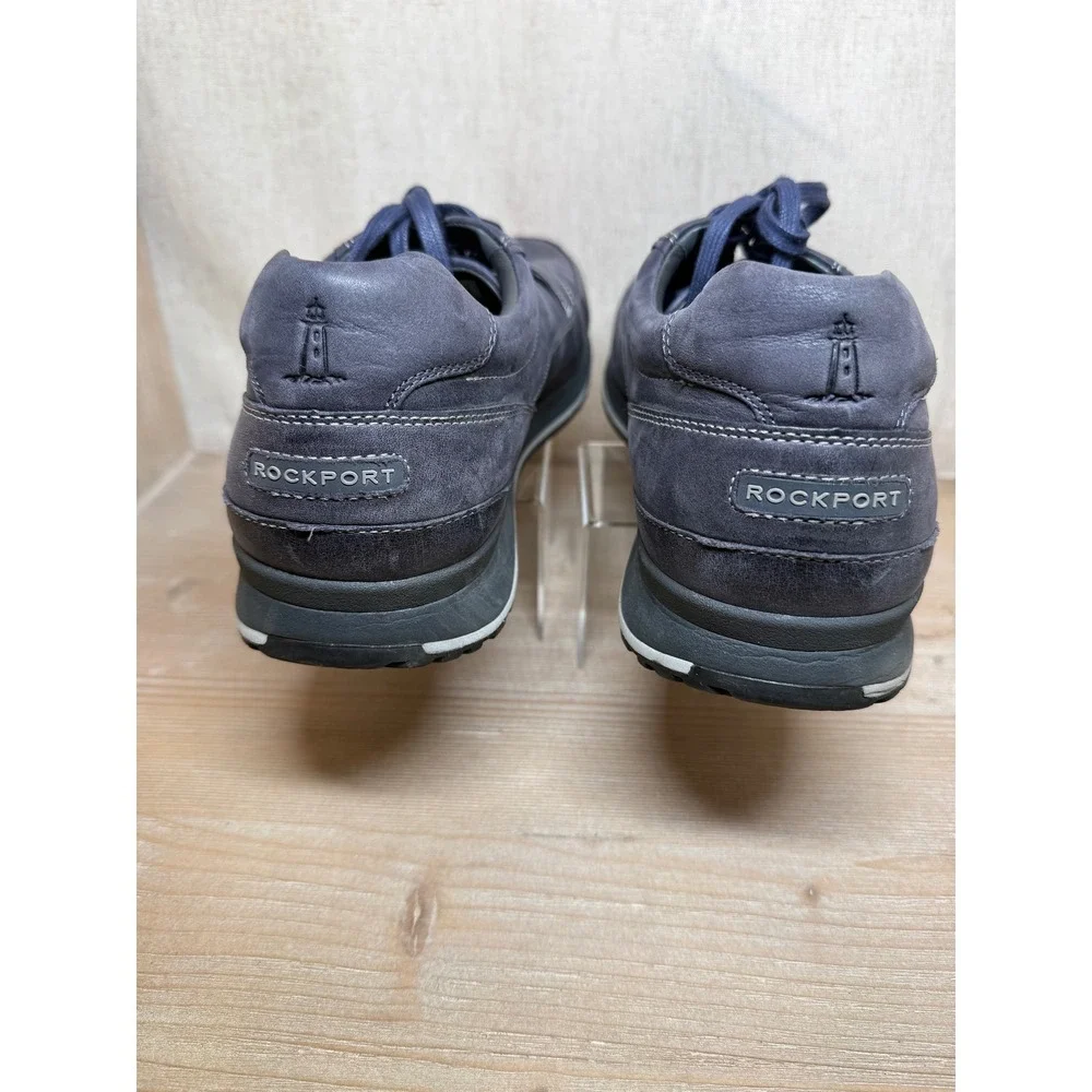 Rockport  Mens Navy‎ Blue Leather Lace Up Casual MGD Fashion Sneaker Shoes 13